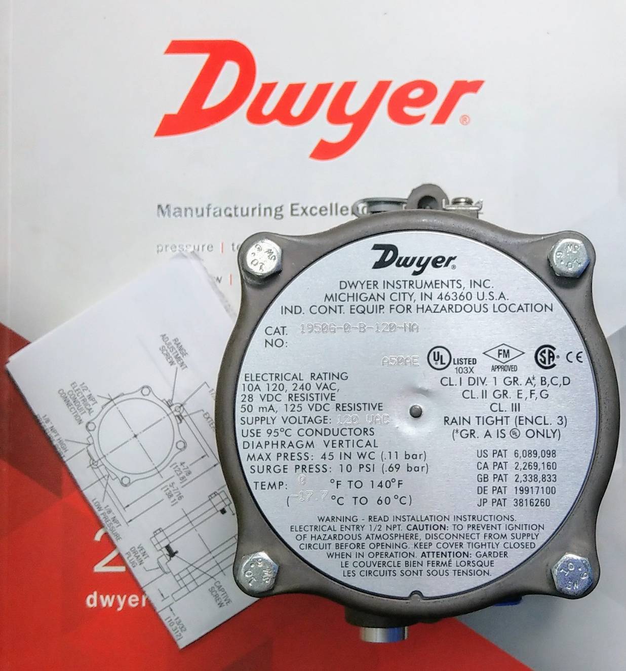 防爆差壓開關 1950G-0-B-120-NA