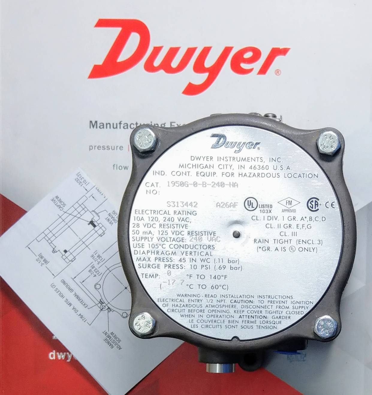 防爆差壓開關 1950G-0-B-240-NA