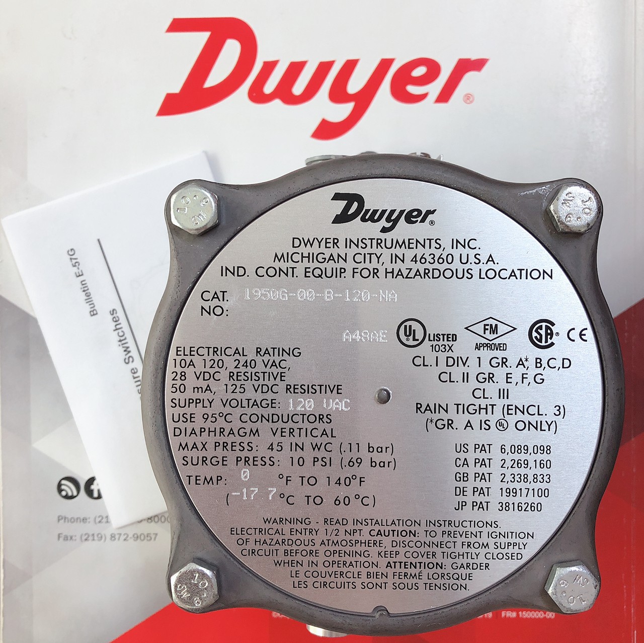 防爆差壓開關 1950G-00-B-120-NA